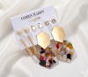 Набір сережок 6 пар "Геометрія": пусети та підвіски