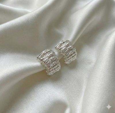 Срібні сережки "Рідка геометрія"