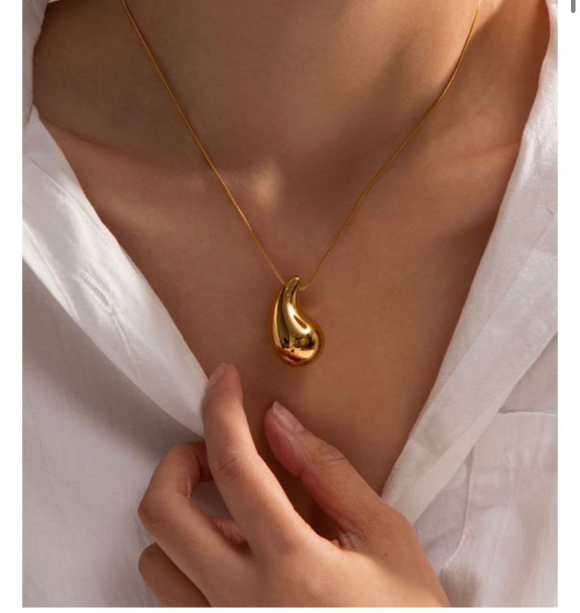 Підвіска на шию "Золота Крапля" на ланцюжку снейк