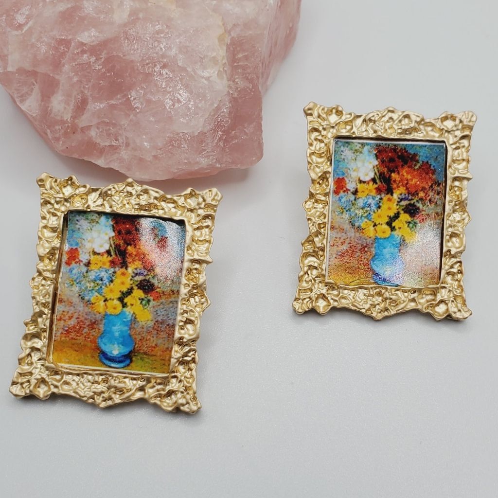 Сережки "Квіти у блакитній вазі"