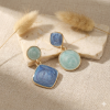 Асиметричні геометричні сережки з емаллю "Синя лагуна"