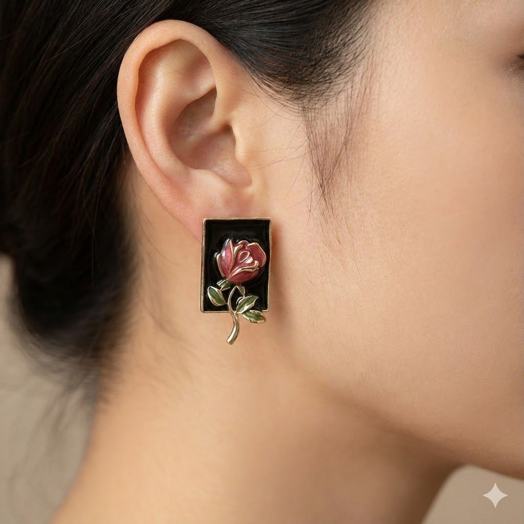 Елегантні сережки «Нічна Троянда»