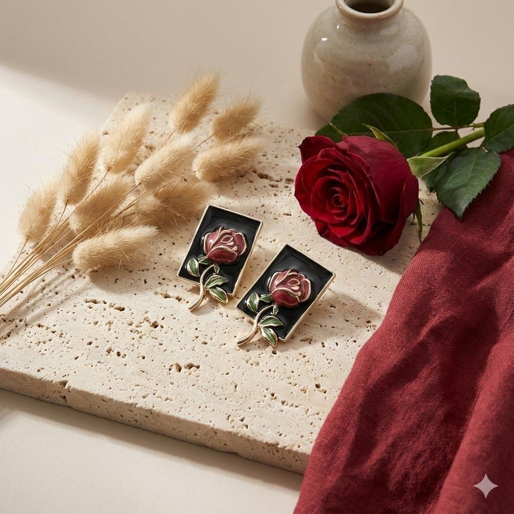 Елегантні сережки «Нічна Троянда»