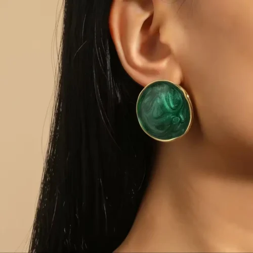 Зелені глянцеві сережки "Лісова казка"