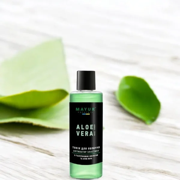mayur-tonik-dlia-oblychchia-aloe-vera-hyaluronova-kyslota-200ml-1 Зволожувальний тонік для обличчя Mayur з алое вера та гіалуроновою кислотою, 200 мл