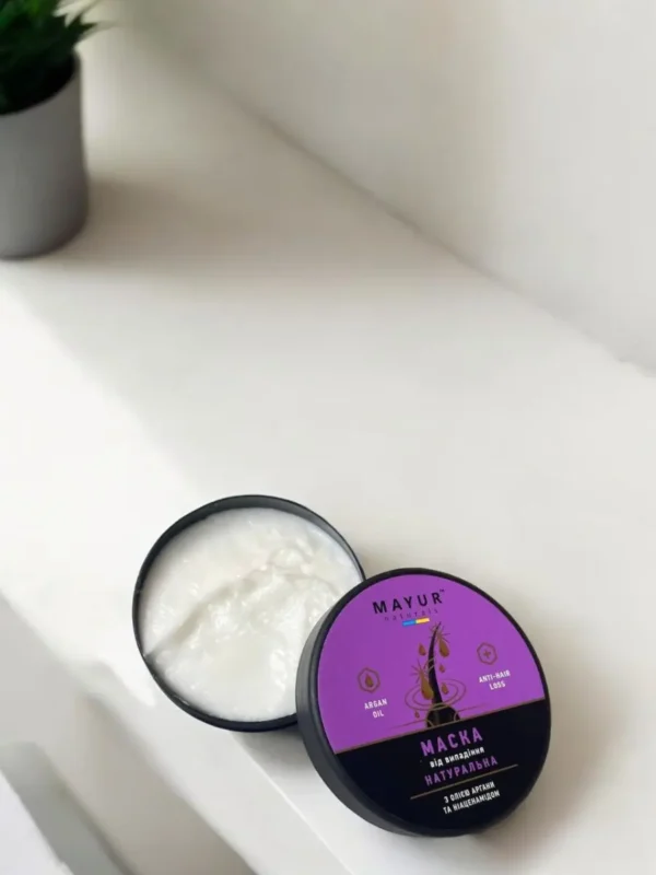 Натуральна маска Mayur проти випадіння волосся з аргановою олією та ніацинамідом, 250 мл