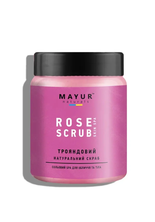 mayur-solianyi-skrab-tilo-troianda-250ml-1 Натуральний соляний скраб для тіла Mayur Троянда — ніжне очищення, 250 мл